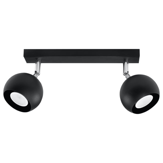 Plafonnier Acier Noir GU10 2 Oculare Couleur noir <span itemprop=