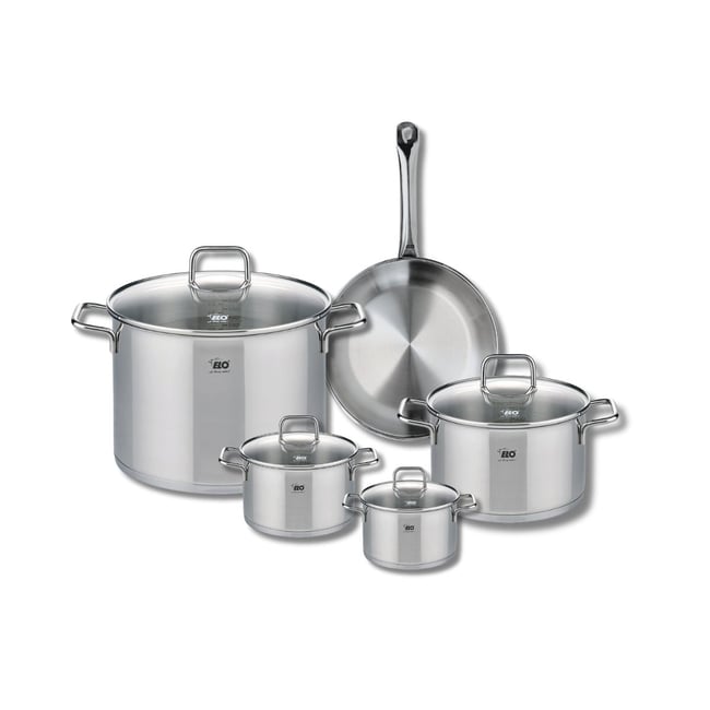 Batterie 1 poêle 24cm + 4 faitouts 12/14/20/26cm PROFI CITRIN gris <span itemprop=