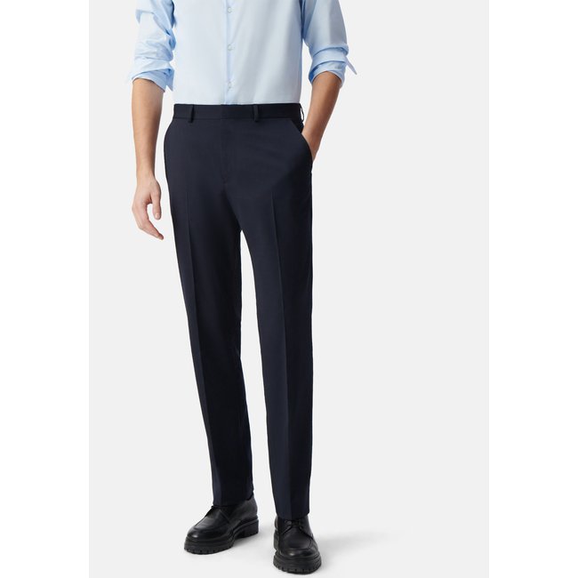 Pantalon de costume à revers bleu marine <span itemprop=