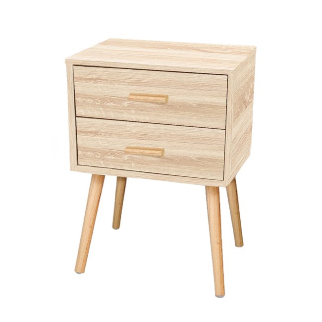 Table de chevet 2 tiroirs EDWING - 45x35x60cm Couleur marron <span itemprop=
