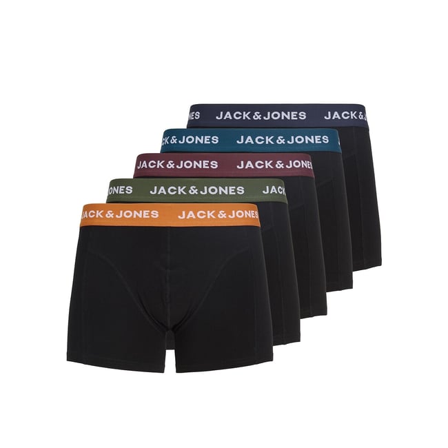 Lot de 5 boxers unis noir + ceint. multicolore <span itemprop=
