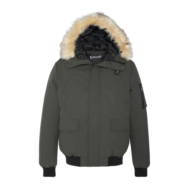 Blouson bomber chaud zippé à capuche Keyburn kaki <span itemprop=