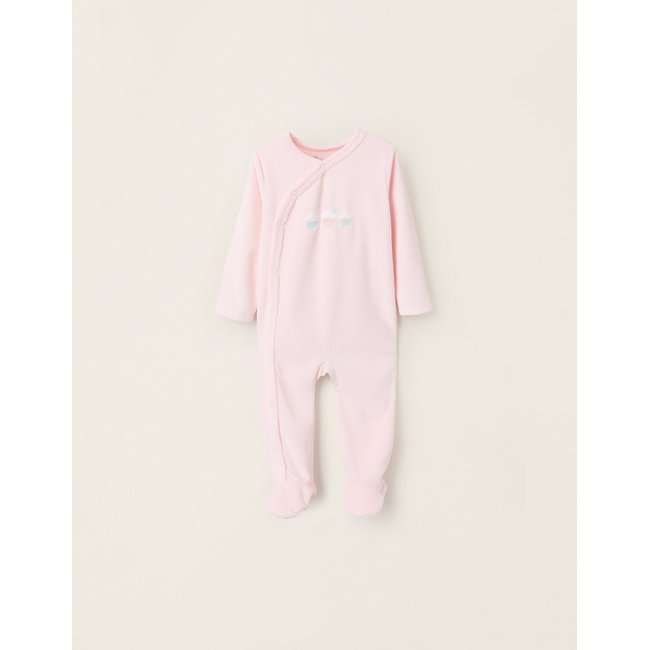 Grenouillère en Velours rose clair <span itemprop=