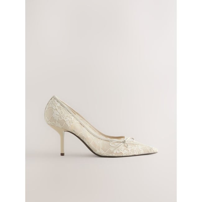 Escarpins à nœud et dentelle forever comfort blanc <span itemprop=