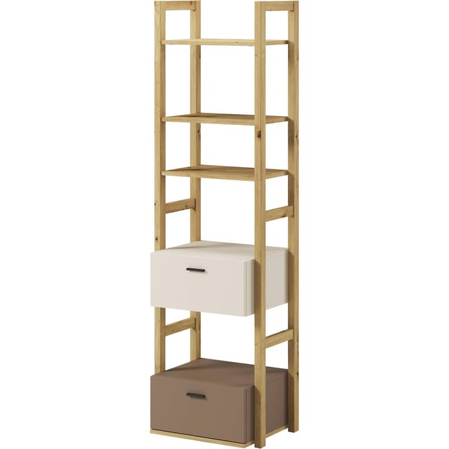 Bibliothèque enfant bois collection LENNY Couleur chêne artisan, beige et truffe <span itemprop=