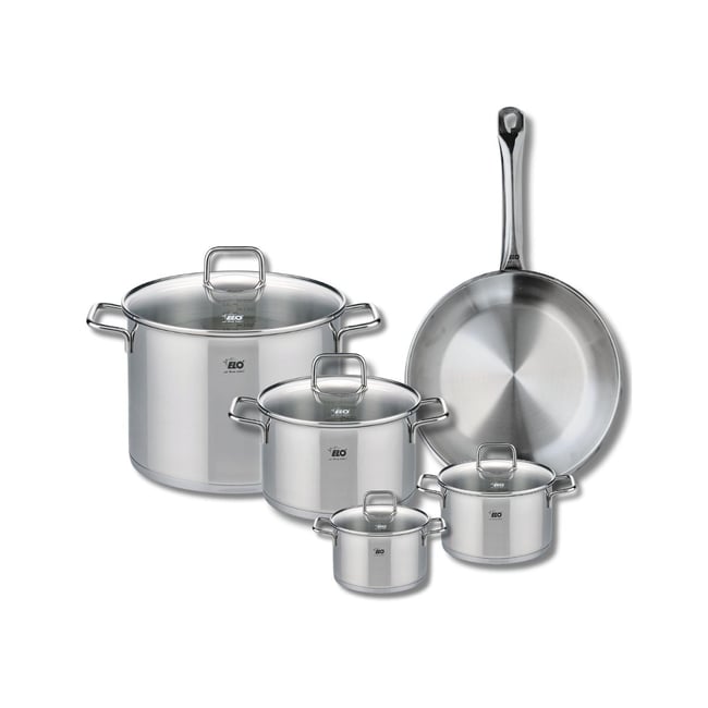 Batterie 1 poêle 28cm + 4 faitouts 12/14/20/26cm PROFI CITRIN inox <span itemprop=