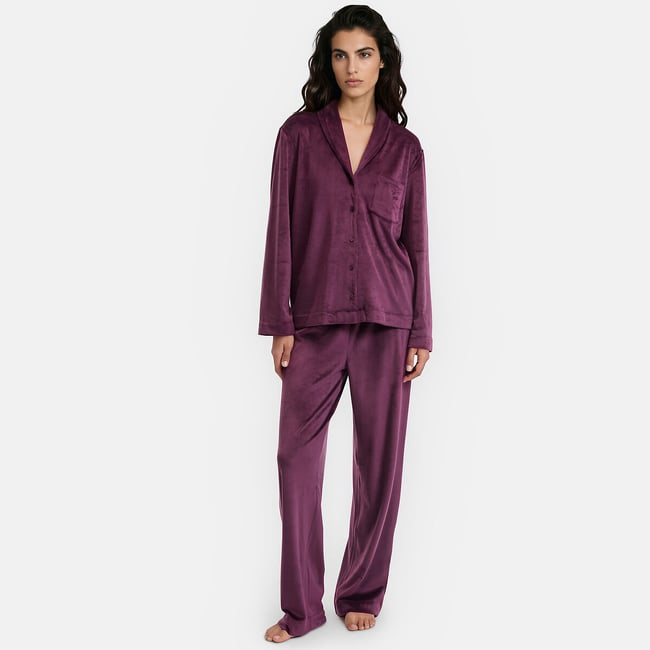 Velour pyjama top, plum, ANNE WEYBURN
