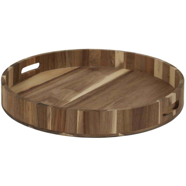 Plateau rond en acacia 40 cm Couleur brown <span itemprop=