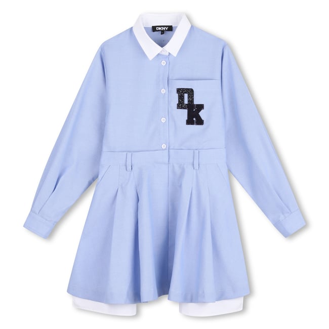 Robe manches longues bleu ciel <span itemprop=
