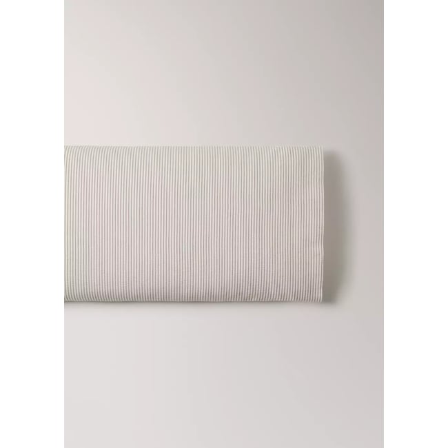 Taie d'oreiller coton seersucker à rayures fines 45x110 cm café <span itemprop=