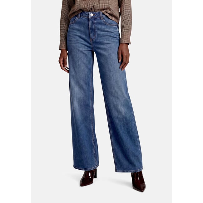 Jean basique à jambes larges middle blue denim <span itemprop=