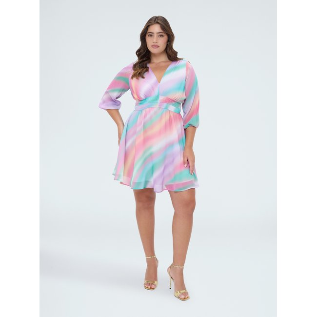 Robe courte imprimée rose <span itemprop=