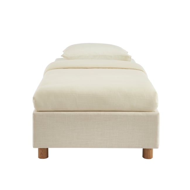 Lit coffre avec sommier relevable KORALL Couleur beige <span itemprop=