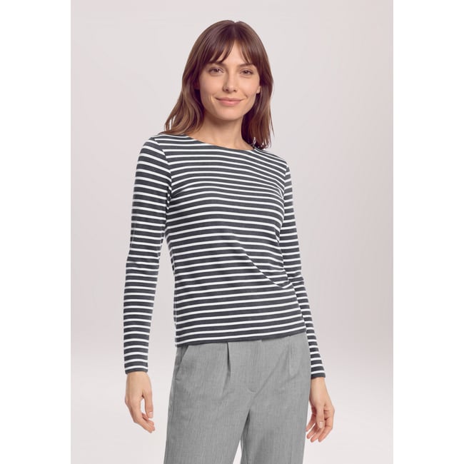 Haut casual à encolure bateau gris/blanc <span itemprop=