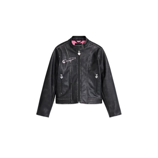 Blouson effet cuir noir <span itemprop=