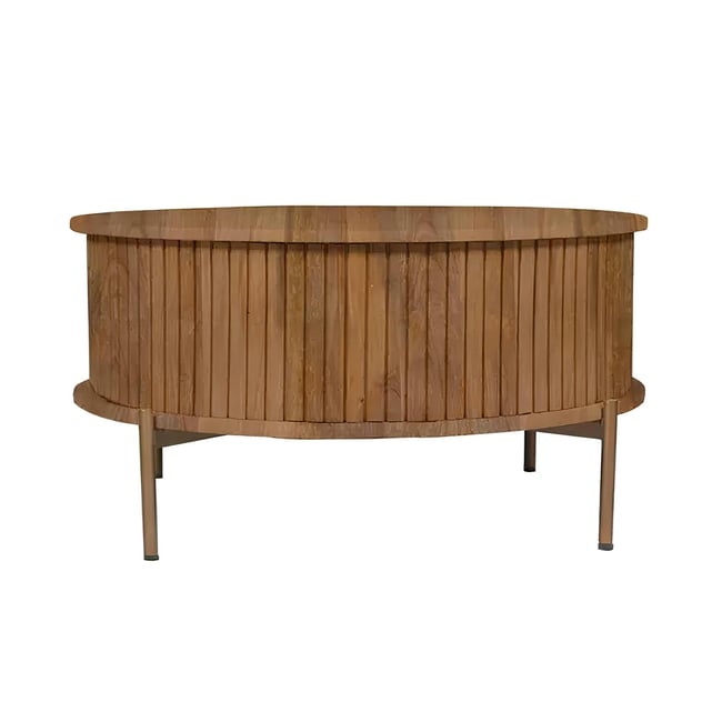 Table basse ronde 2 tiroirs CORTINA Couleur bois <span itemprop=
