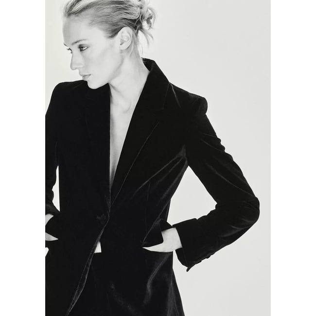 Blazer costume velours noir <span itemprop=