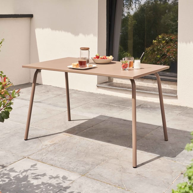 Table de jardin rectangle en métal 6 places, PALAVAS - OVIALA