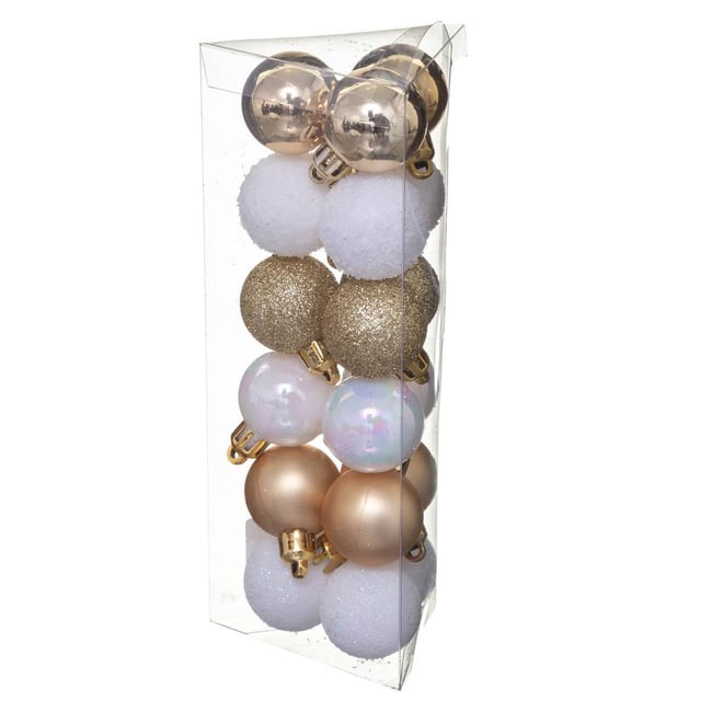 Boules de Noël en plastique Couleur champagne <span itemprop=
