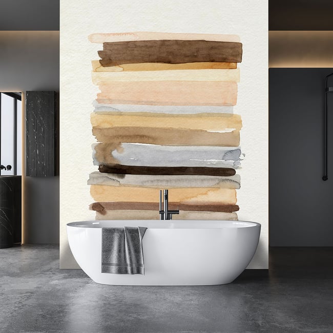 Papier peint graphique aquarelle terracotta Couleur intissé <span itemprop=