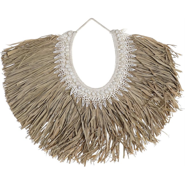Décoration murale en coquillages artisanale Couleur beige naturel et blanc coquillage <span itemprop=