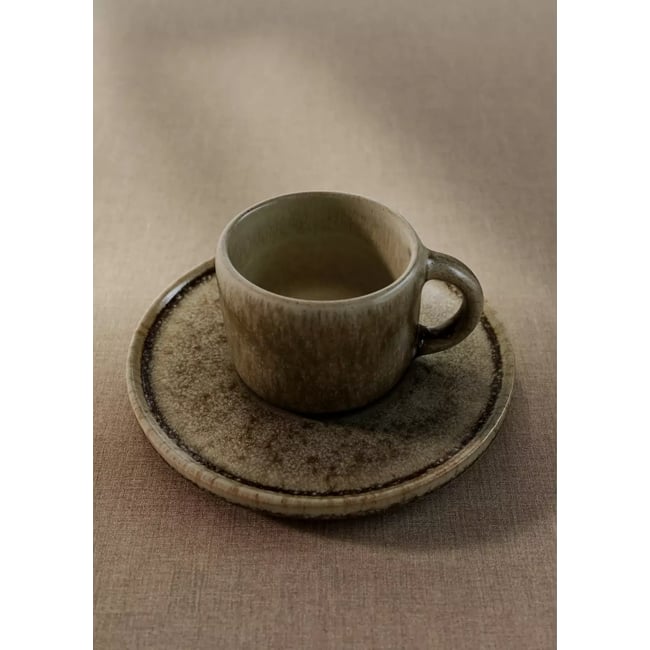 Grande tasse en grès mat Couleur marron moyen <span itemprop=