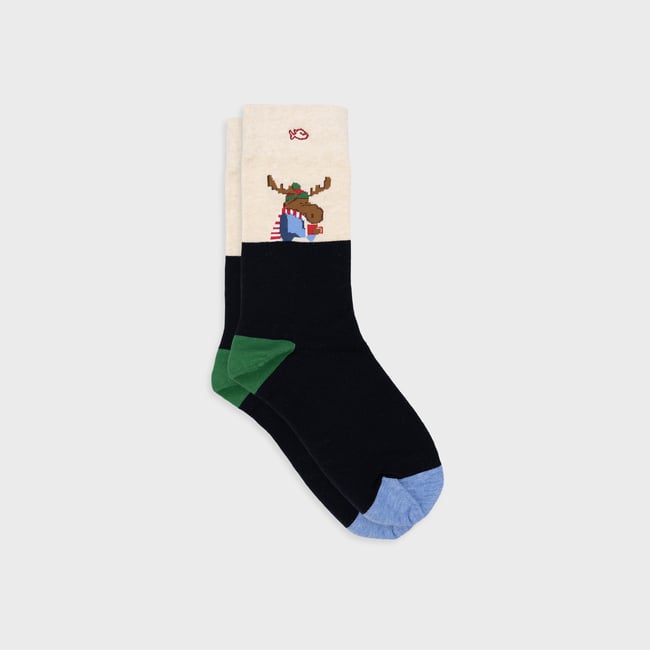 Chaussettes en coton peigné A MOTIFS bleu foncé <span itemprop=