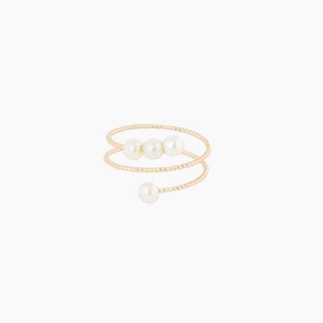 Bague enroulée à perles aucun <span itemprop=