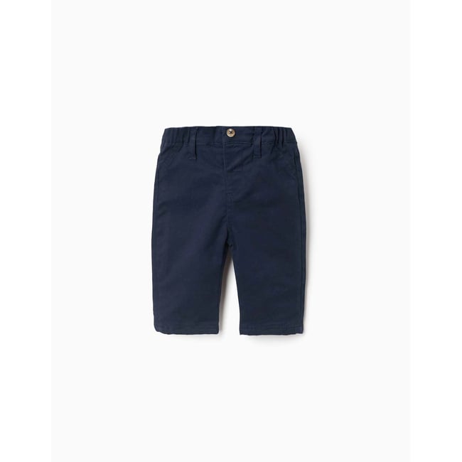 Pantalon en sergé avec bretelles amovibles bleu foncé <span itemprop=