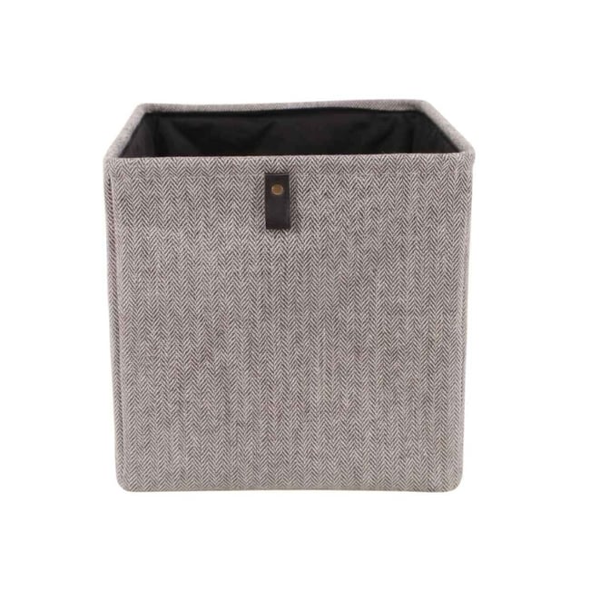 Cube de rangement à chevrons gris 31x31x31cm Couleur gris <span itemprop=