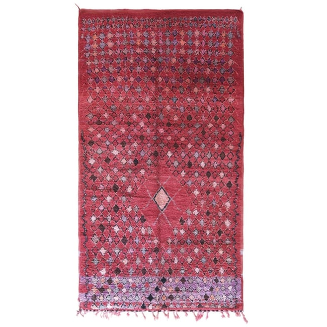 Tapis berbère en laine vintage 192 x 366 cm Couleur rouge naturel <span itemprop=