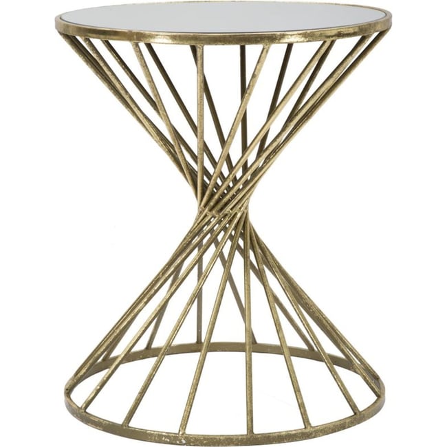 Table d'appoint ronde fer plateau verre GLAM Couleur doré et verre <span itemprop=