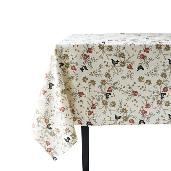 Nappe imprimée en métis, GRENADES beige ivoire <span itemprop=