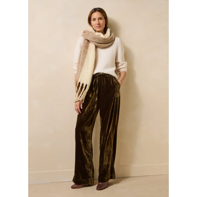 Pantalon large en velours lisse marron glace <span itemprop=
