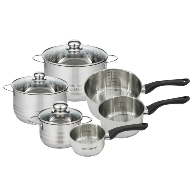 3 faitouts 16/20/24cm + 3 casseroles 12/16/20cm BRILLANT inox <span itemprop=