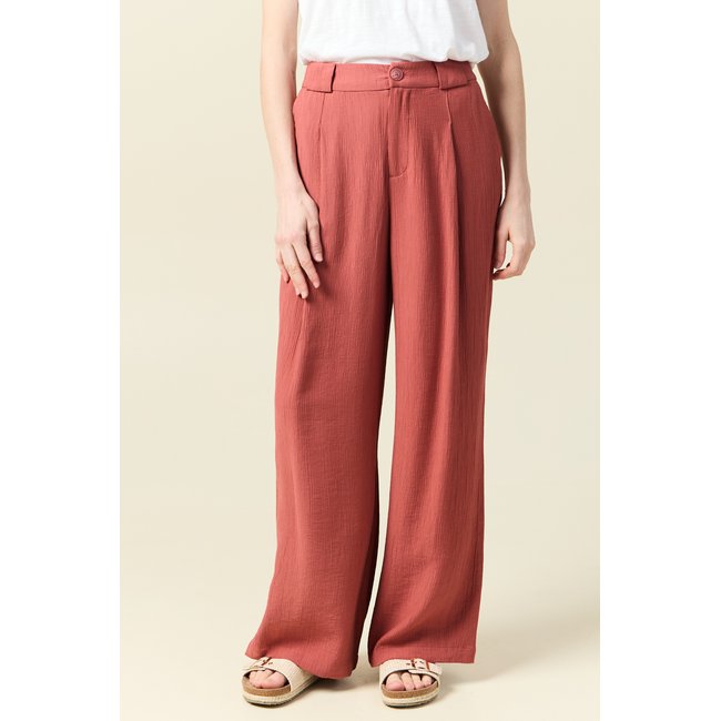 Pantalon large à pinces vieux rose <span itemprop=