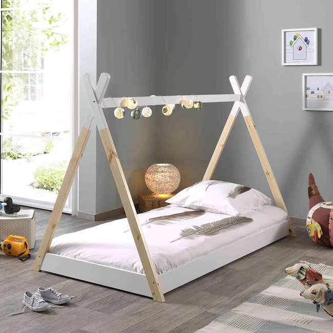 Lit tipi inspiration Montessori Couleur blanc <span itemprop=