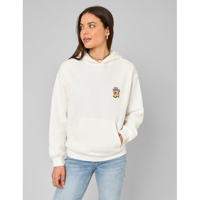 Sweat à capuche blanc écru <span itemprop=