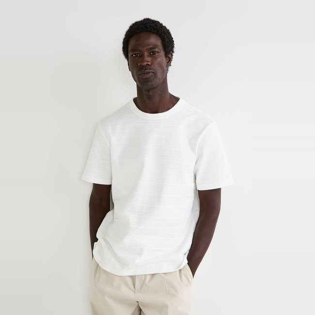 T-shirt manches courtes jacquard en coton BIO GOTS - MONOPRIX