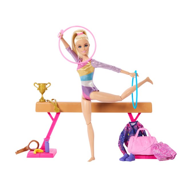 Barbie  Coffret Gymnastique beige <span itemprop=