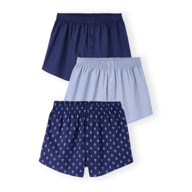 Caleçons ouverts pur coton - Lot de 3 lot bleu <span itemprop=