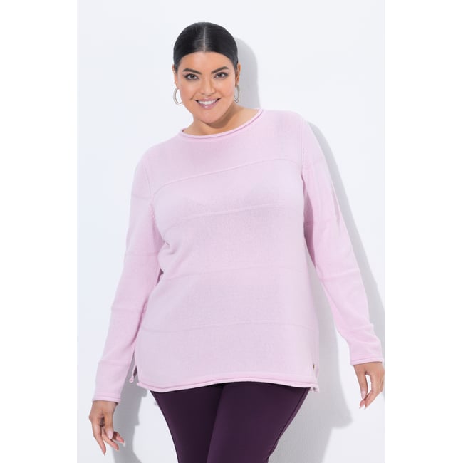 Pull avec rayures en relief vieux rose <span itemprop=