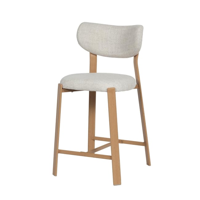 Tabouret de bar Gleen assise 65 cm en bouclette Couleur crème / ivoire <span itemprop=