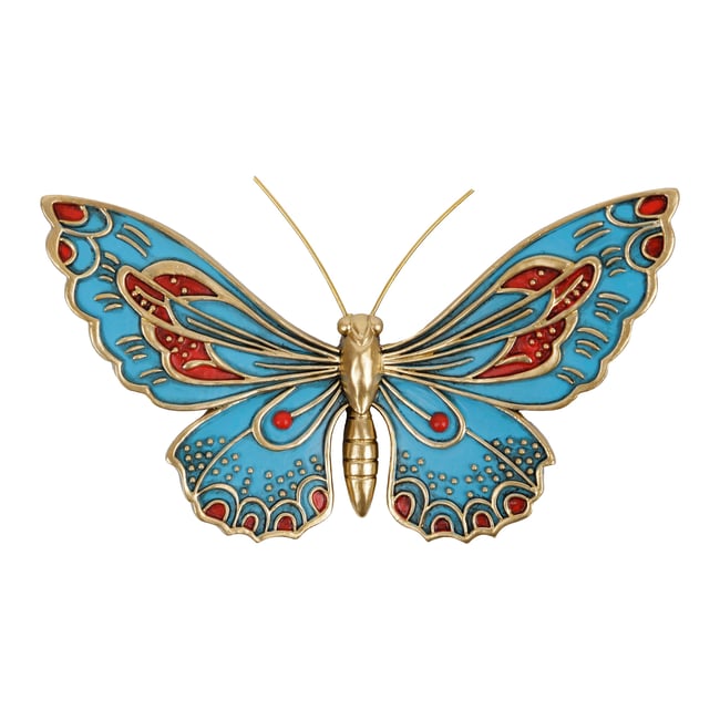 Déco murale papillon coloré 16.7x9.5cm Couleur bleu <span itemprop=
