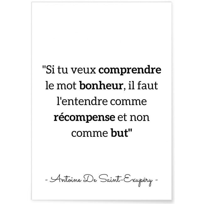 Affiche Antoine Saint-Exupéry : 'Si tu veux comprendre...' Couleur blanc <span itemprop=