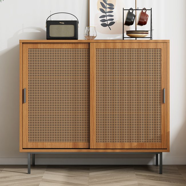 Buffet avec 2 portes et 4 couches, JORDIH Buffet Couleur noyer <span itemprop=