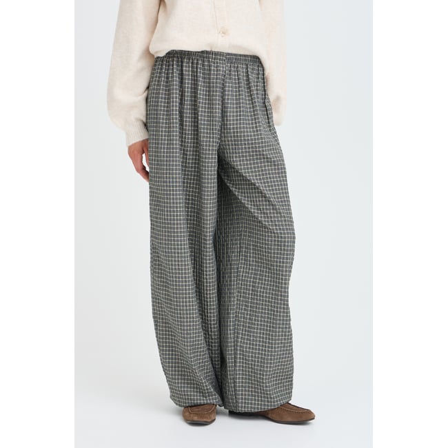 Pantalon gris byxjubia asphalt check <span itemprop=