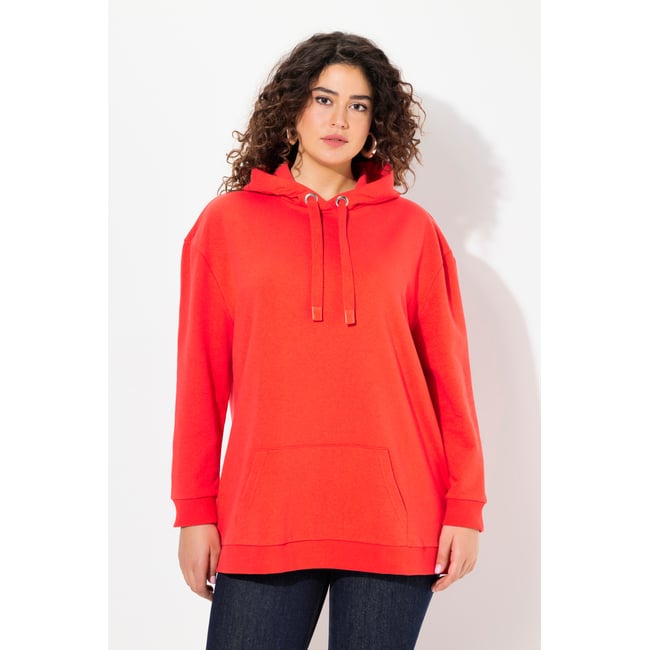 Sweat-shirt à capuche oversized rouge hibiscus <span itemprop=