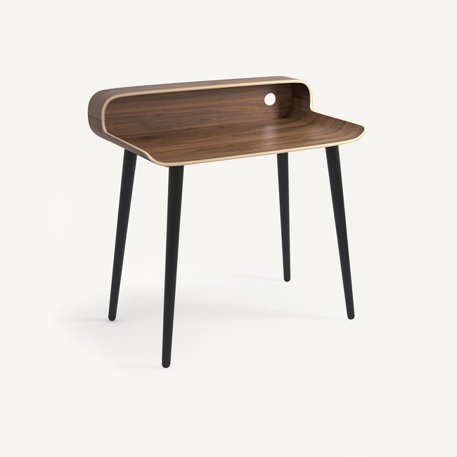 Bureau plaqué Noyer, Vernan Couleur noyer pieds noir <span itemprop=