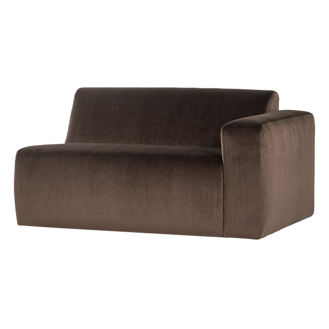 Élément 1,5 place avec accoudoir droit en velours MOJO BASE Couleur marron <span itemprop=
